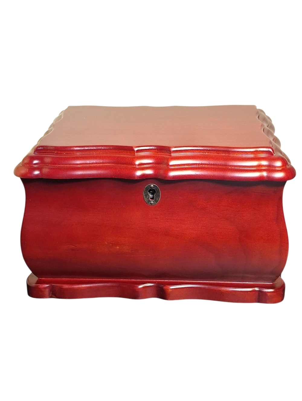 NIB Home Accents Mahogany Finish Vintage Jewelry Box with Key